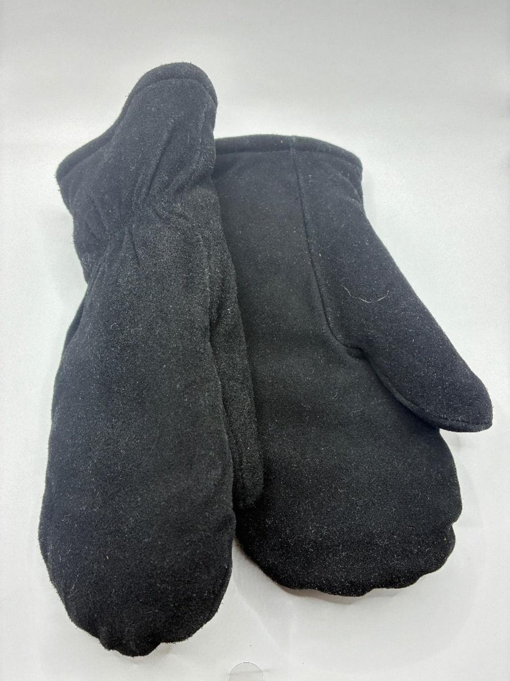 Women's Black Suede Sherpa Lined Mittens